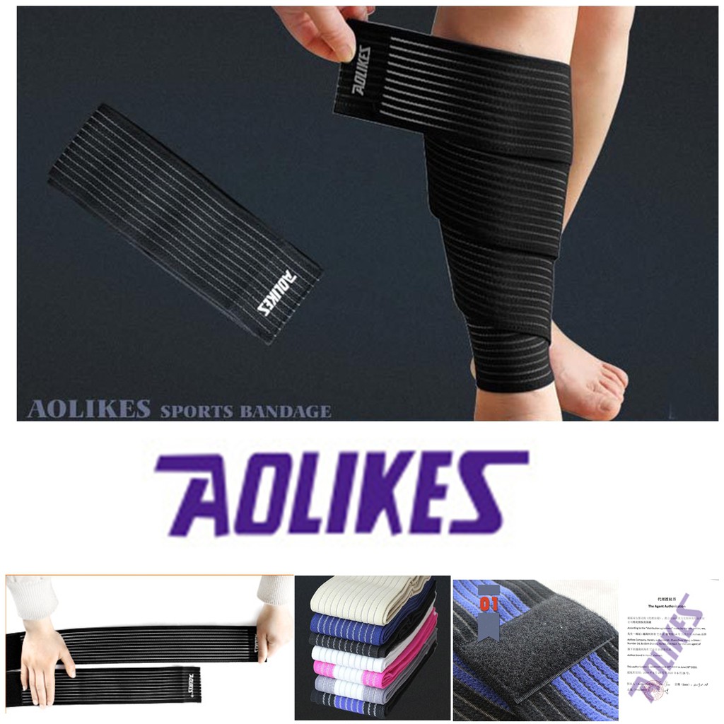 Bán sỉ- AOLIKES AL 1566 (1 cái) - 90cm đai cuốn đầu gối, đùi, bắp chân chống trượt chuyên gym - chính hãng.