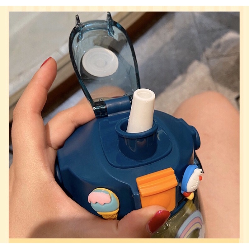 Bình nước 1200ml có kèm sticker hình dán 3d