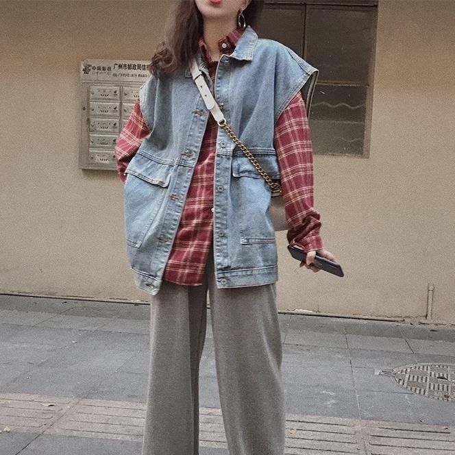 IMAODOU Áo Khoác Denim Không Tay Phong Cách Hàn Quốc 2021 | BigBuy360 - bigbuy360.vn