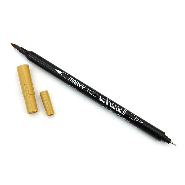 Bút lông đầu cọ viết calligraphy Marvy Le Plume II Double-Sided Watercolor Marker - Màu vàng đậm (Gold Ochre - 23)