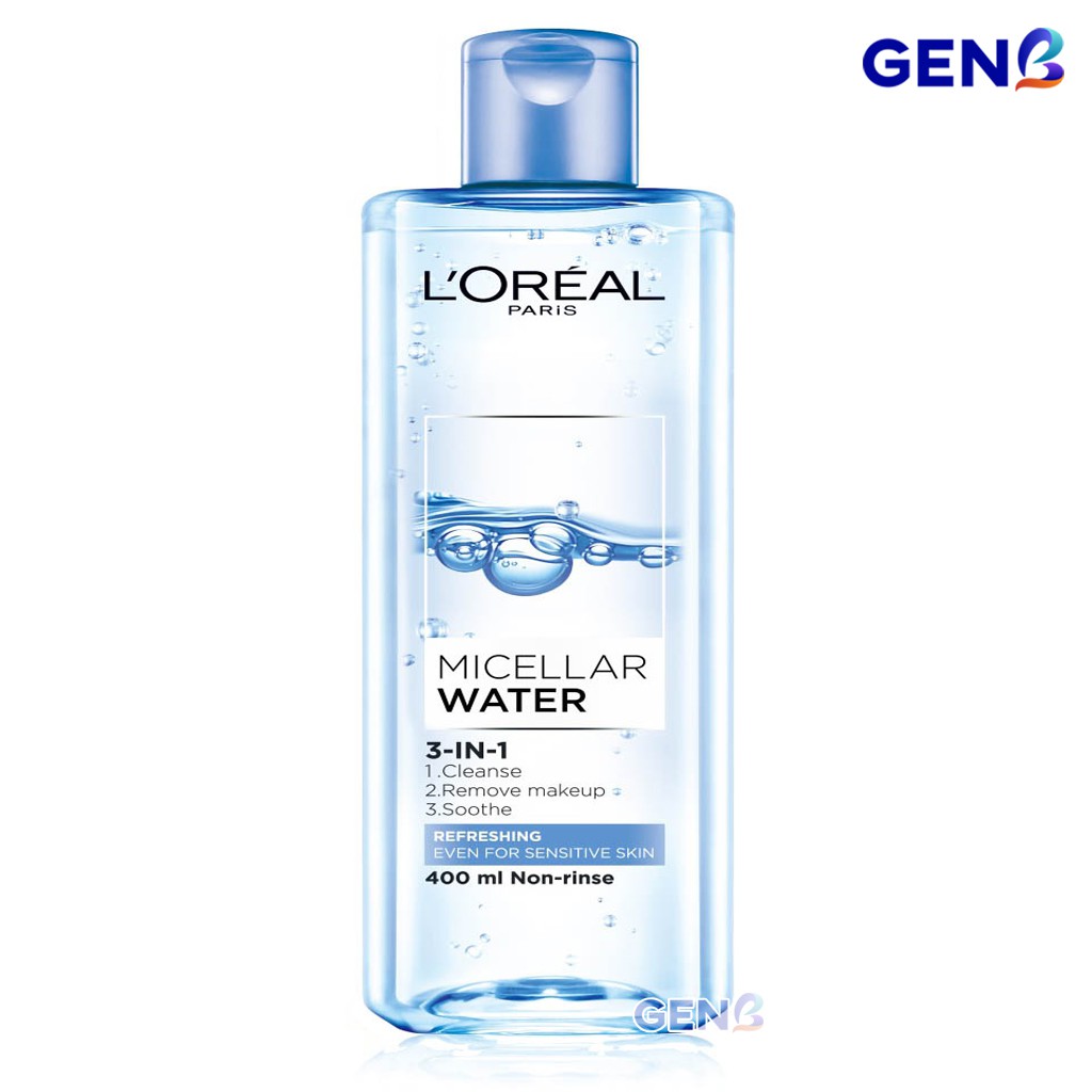 Nước Tẩy Trang Loreal - L oréal 400ml Paris Micellar Water CHÍNH HÃNG Dưỡng Ẩm Ngừa Mụn Da Dầu Da Nhạy Cảm Mỹ Phẩm GENB