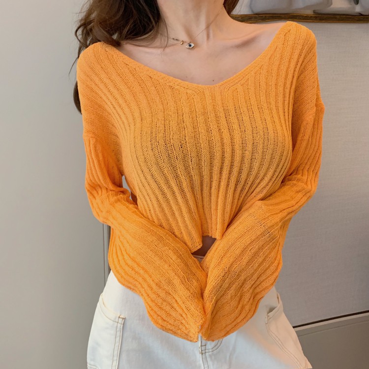 Áo sweater tay dài dáng rộng phong cách phương tây dễ phối đồ