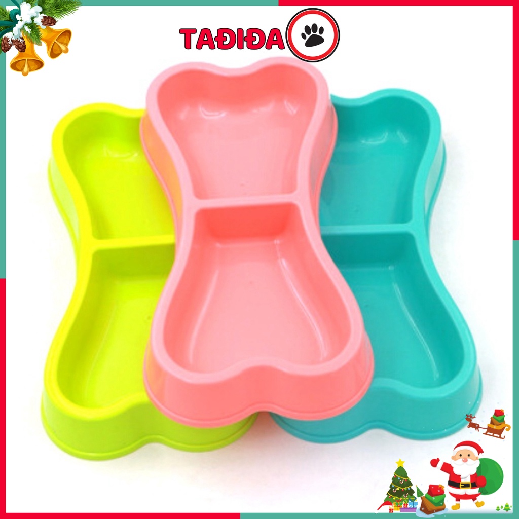 Bát ăn cho Chó Mèo nhựa hình xương , Tô ăn cho Chó Mèo nhiều màu sắc - Tadida Pet