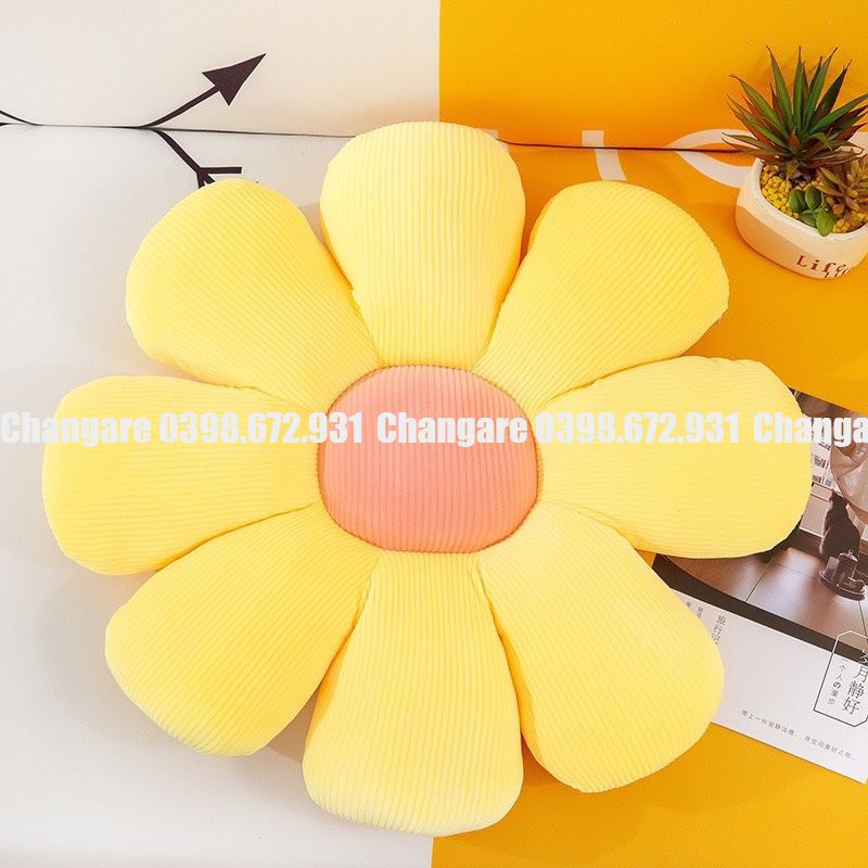Đệm ngồi bệt họa tiết hoa cúc dễ thương lót bông mềm mịn dựa lưng trang trí sofa, decor văn phòng