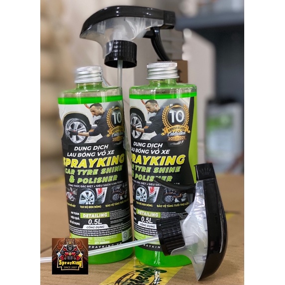 Chai Xịt Lau Bóng Lốp Xe, Dưỡng Lốp Xe Sprayking  500ml