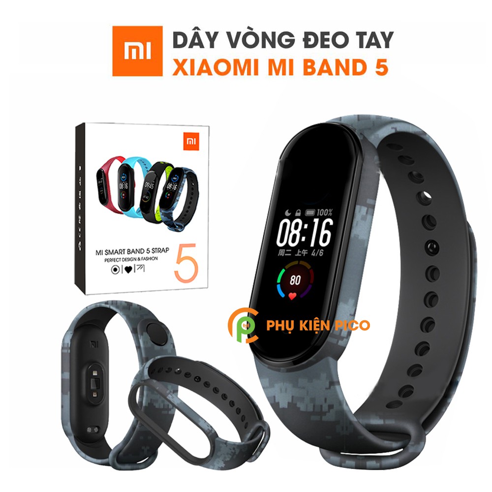 Dây đeo thay thế Xiaomi Mi Band 5 full box dây silicon vòng đeo tay Miband 5 màu camo rằn ri