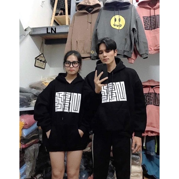 Áo hoodie nỉ cotton ma trận LN12