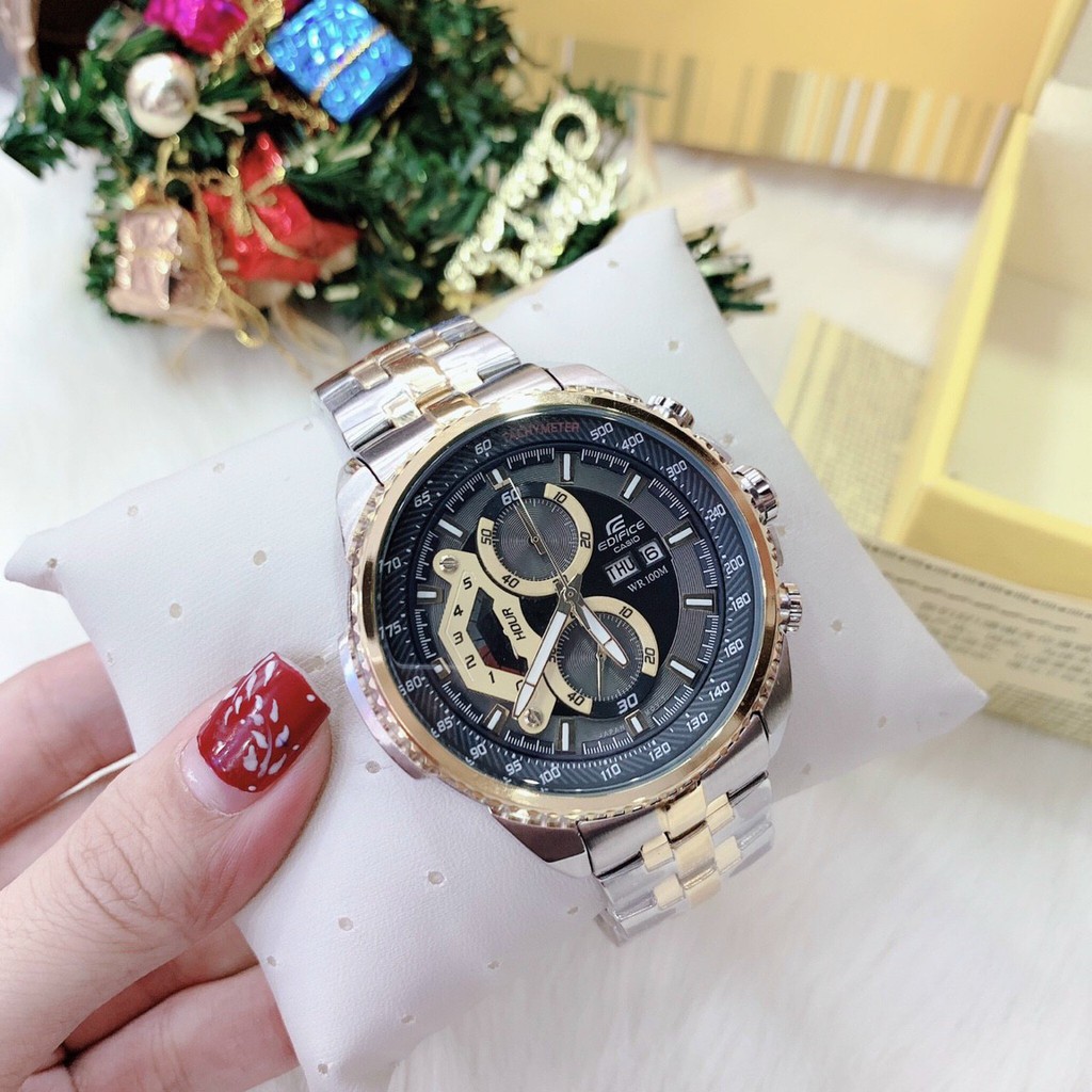 ĐỒNG HỒ NAM EDIFICE EF-558FG , DÂY THÉP MÀU VÀNG , SIZE 45MM