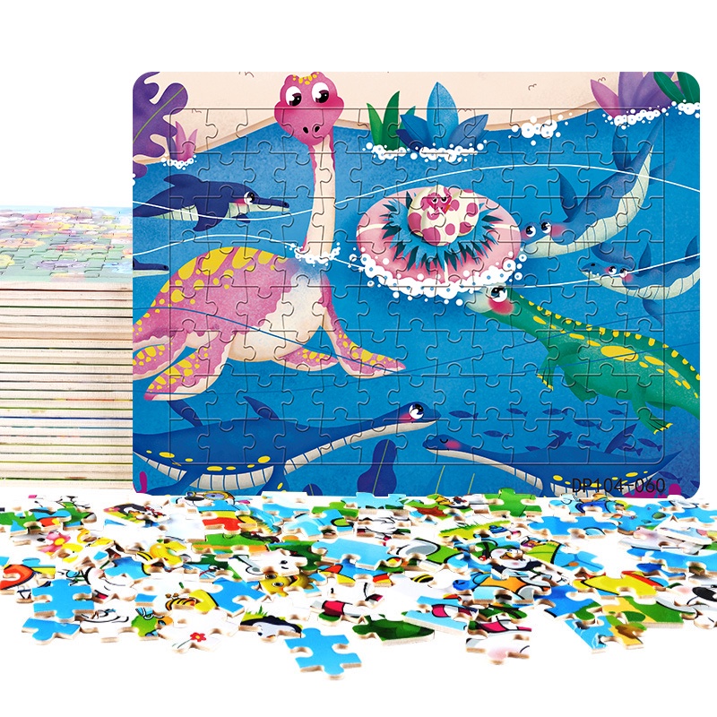 Bộ Đồ Chơi Xếp Hình Khủng Long Hoạt Hình 104 Mảnh Dày Dặn Giáo Dục Sớm Cho Bé