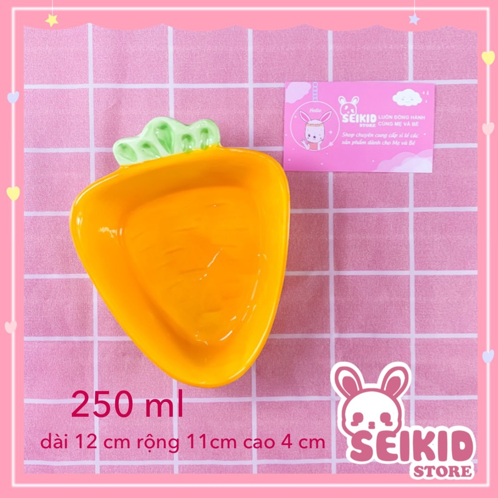 (Tặng thìa)Bát sứ ăn dặm, ăn cơm cao cấp cho bé size to hình Thỏ và Mèo dung tích 280-330ml Seikid Store