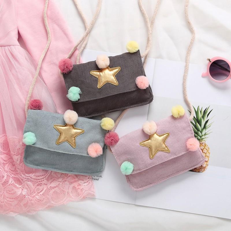 Túi đeo chéo cotton hình ngôi sao dễ thương cho bé gái