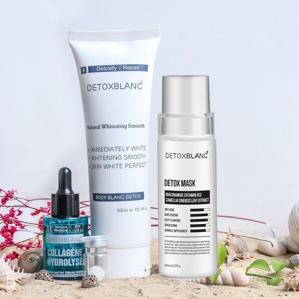 🔥 🔥🔥🔥Combo thải độc trăng da detox bath+detox mask+serum collagen  detox blanc🔥🔥🔥 Detox Blanc 🔥 🔥
