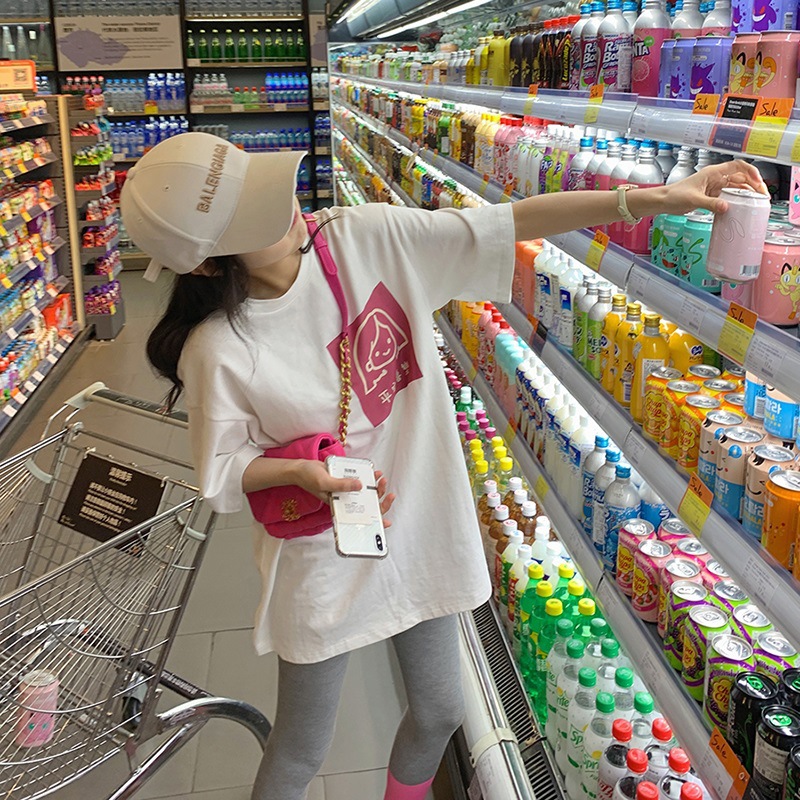 NRVP 2021 new summer Korean style loose plus size blouse mid-length short-sleeved t-shirt women tees