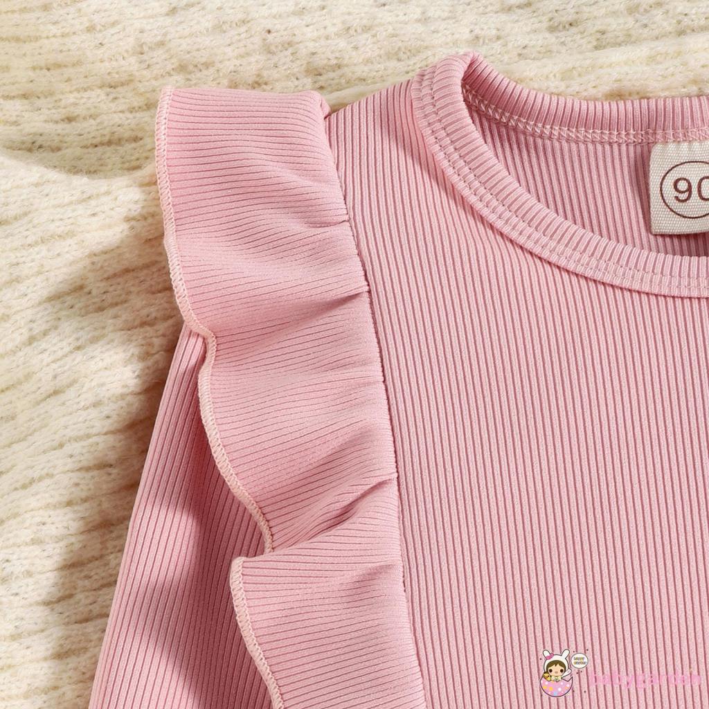 Set Đồ Mùa Thu 2 Món Gồm Áo Thun Tay Dài Có Gân Màu Trơn + Chân Váy Caro Kèm Thắt Lưng Cho Bé Gái 6 Tháng Tuổi