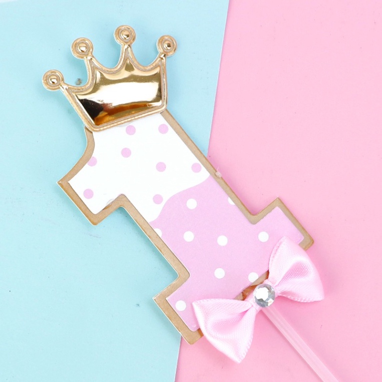 que cắm bánh chữ số vương miện vàng [FREESHIP❤️] trang trí bánh cho bé