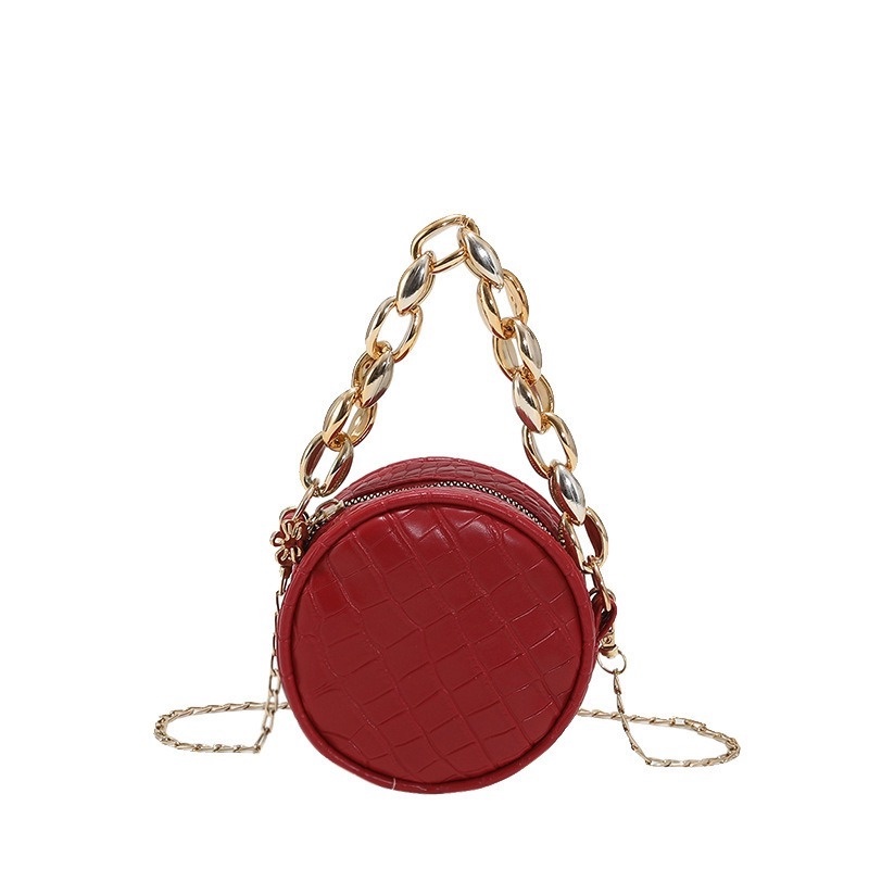 Túi Đeo Chéo Tròn Nhỏ Họa Tiết Vân Đá Màu Trơn Đơn Giản NB00152