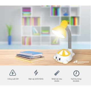 Đèn Bàn Điện Quang Kiểu Trẻ Em, Vàng Trắng, không bóng