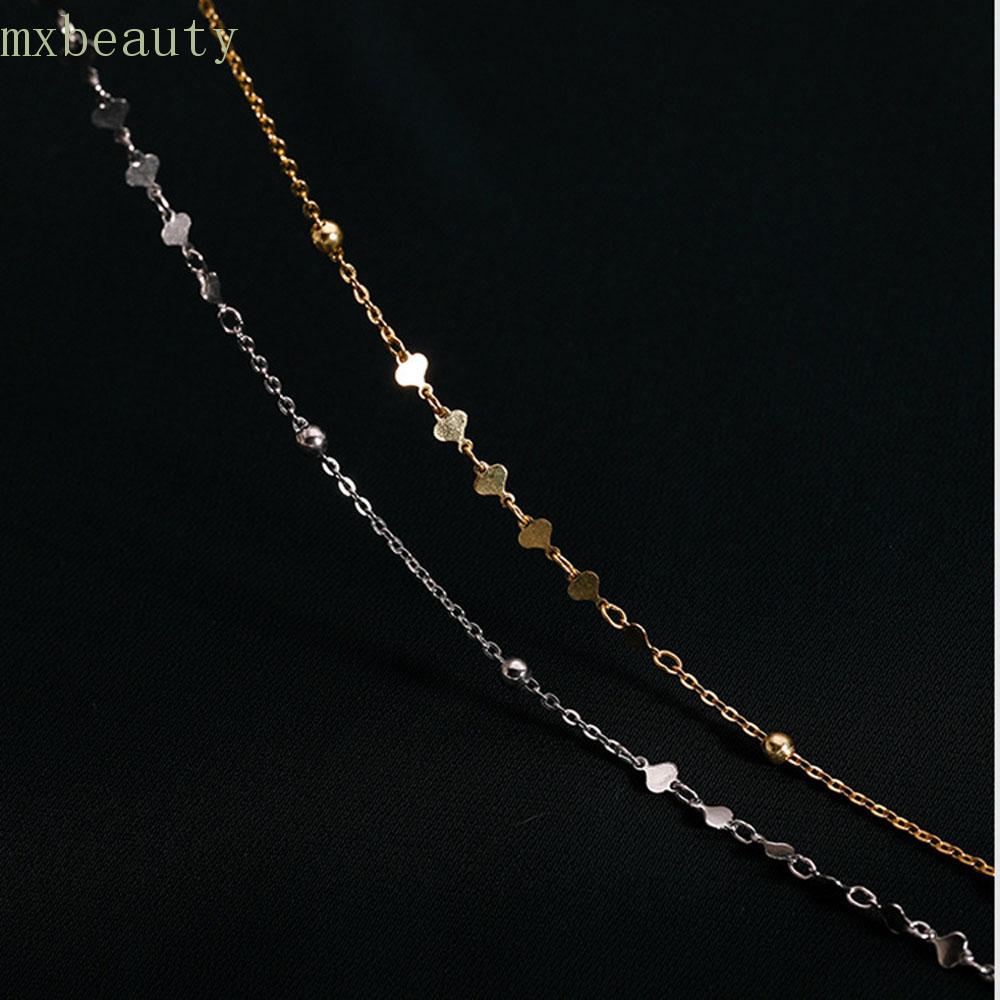 MXBEAUTY Brithday Gift Clavicle Chain Elegant Fine Jewelry Choker Necklace|Color Sequins|Color Alloy Short Zircon Peach Heart