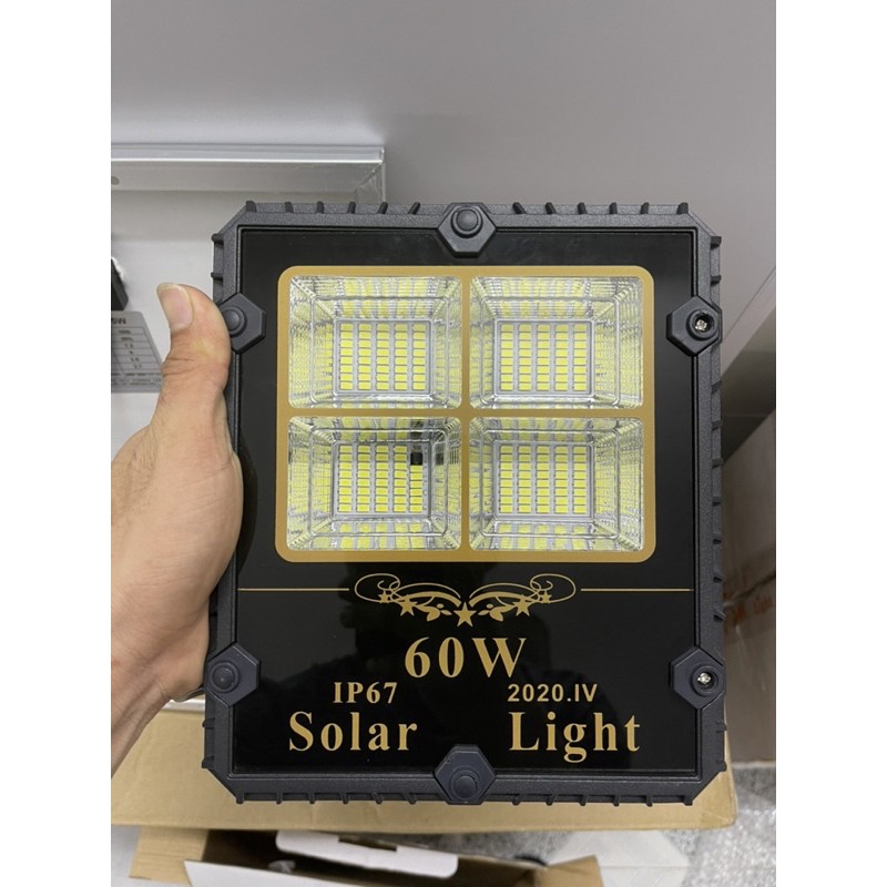 Đèn pha năng lượng mặt trời 60W tấm pin MONO cao cấp siêu sáng chuyên đèn ngoài trời, công trình chống nước IP67