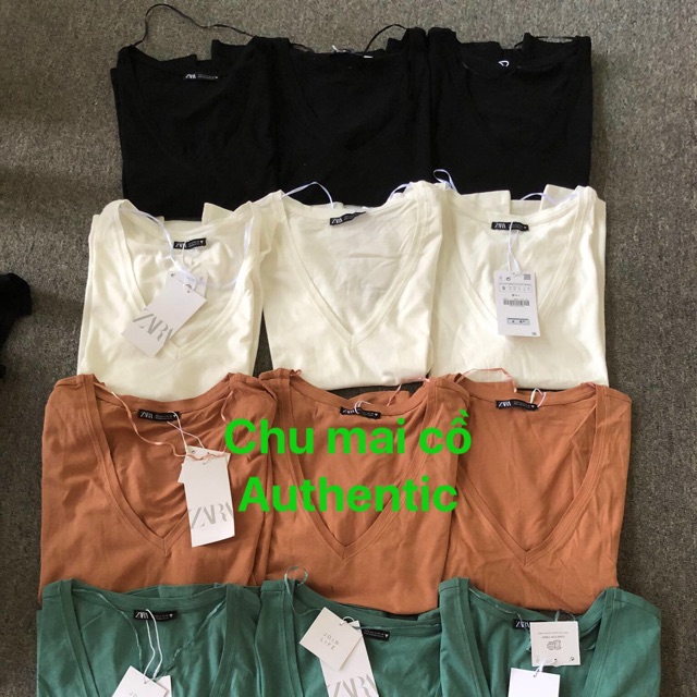 Áo phông zara auth cổ tim