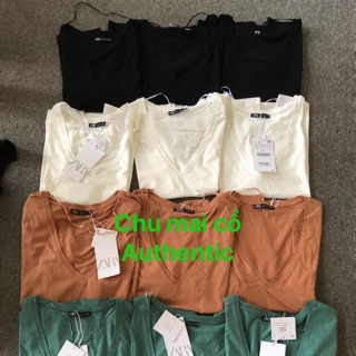 Áo phông zara auth cổ tim