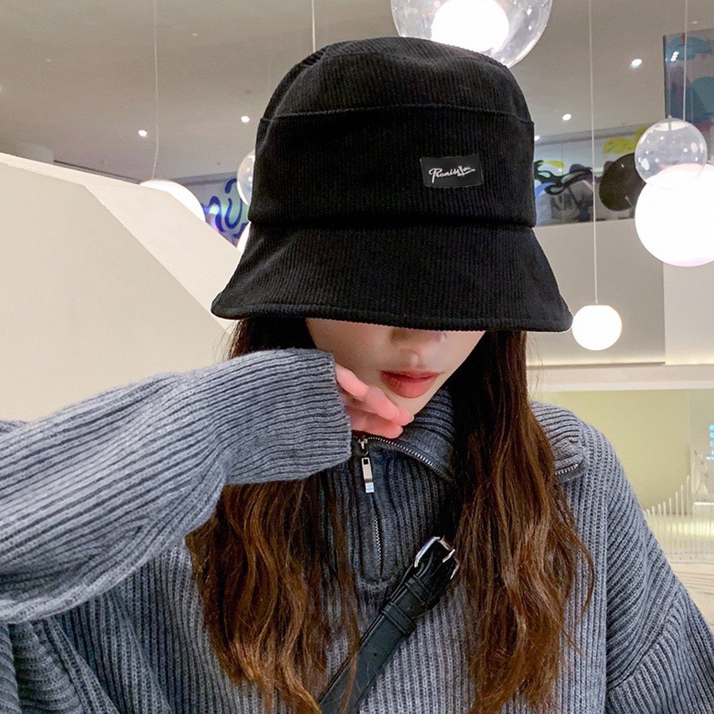 Mũ bucket vành cụp thêu chữ PromissYou Nón tay bèo chất nhung tăm cao cấp form unisex nam nữ Lch