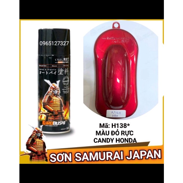 Sơn xịt Samurai Japan màu đỏ rực rỡ R4L. Mã H138.