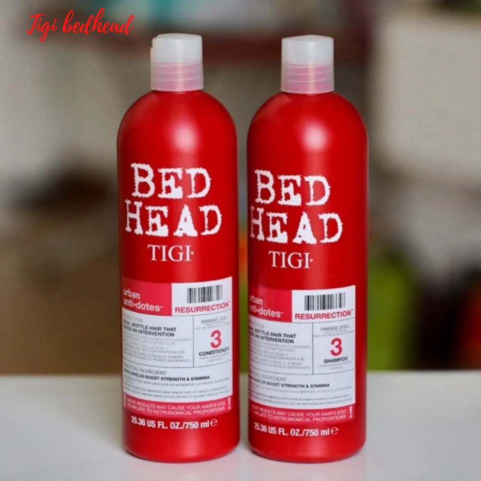 Dầu gội Tigi Bedhead 750ML - Cặp gội xả Tigi Đỏ phục hồi tóc hư tổn cấp độ 3, giảm gãy rụng