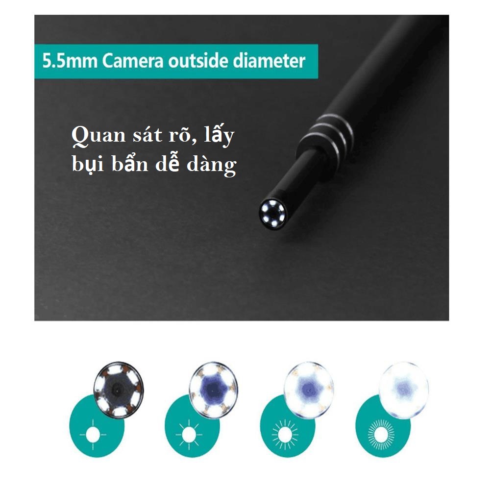 Camera Nội Soi Không Dây, Que Lấy Ráy Tai Siêu Nét Tại Nhà - Wifi- Chống nước- Dễ Sử Dụng