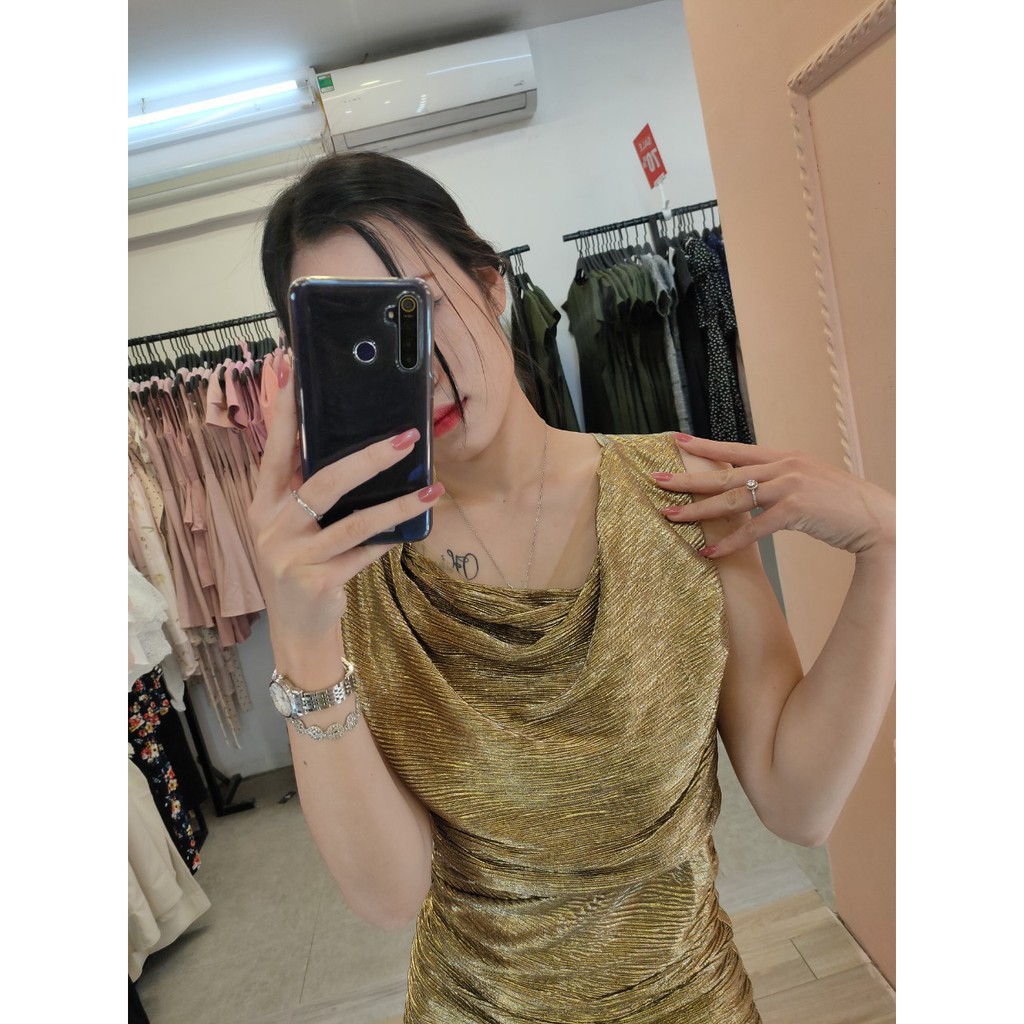 ĐẦM VÀNG BODY  THIẾT KẾ K772 - TIIN STORE (Hàng may thiết kế ,ảnh thật shop tự chụp)