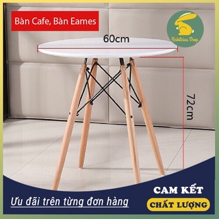 Bàn chân gỗ cafe- bàn uống trà eames - bàn tròn chân đan màu trắng - đen