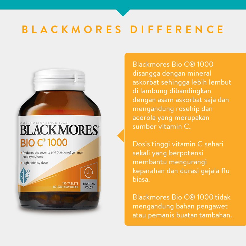 Blackmores bio vitamin c 1000mg 62 viên - 150 viên bổ sung vitamin C tăng sức đề kháng blackmore của Úc