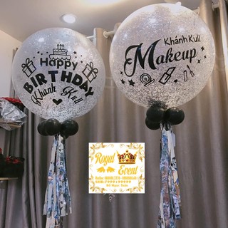 Bóng bay jumbo bạc in chữ sinh nhật Happy Birthday