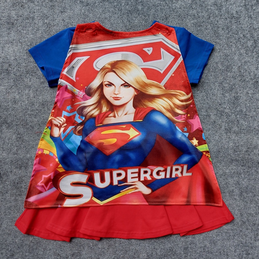 Váy đầm siêu nhân kèm áo choàng cho bé gái VSN01