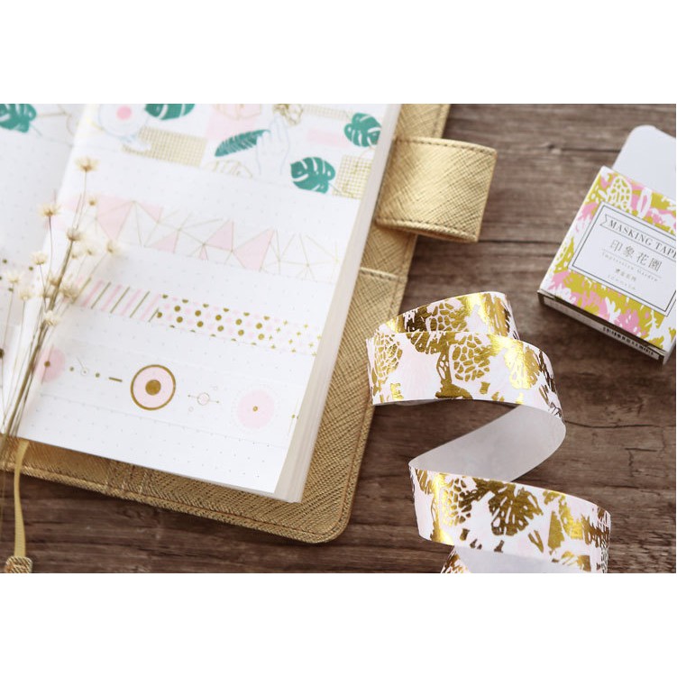 Băng dính trang trí Washi Tape Pink Gold