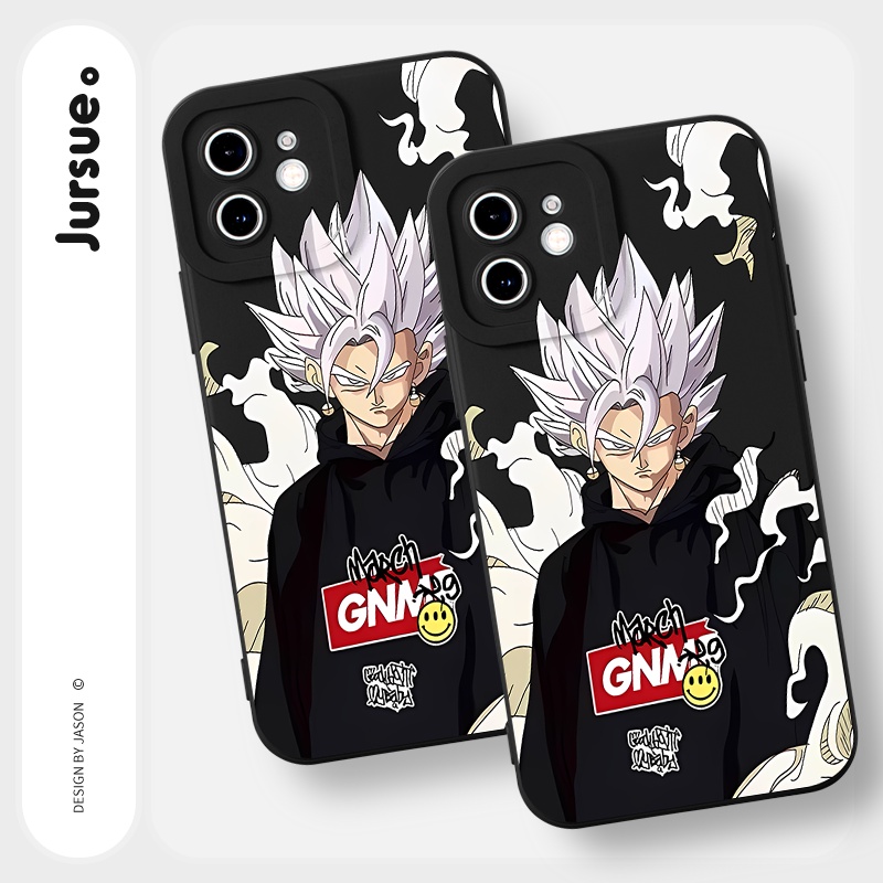 Ốp lưng JURSUE mềm hoạt hình độc lạ ngầu đen Cho iPhone 14 13 12 11 Pro Max SE 2020 X XR XS 8 7 ip 6S 6 Plus Y2419