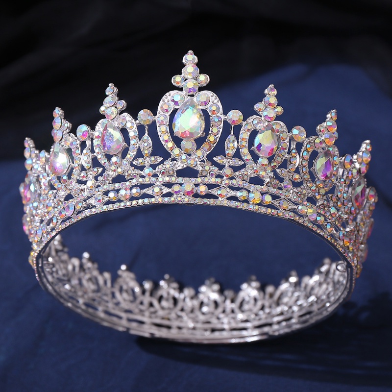 Vương Miện Cài Tóc Đính Đá Tròn Phong Cách Châu Âu Sang Trọng Thời Trang Cao Cấp