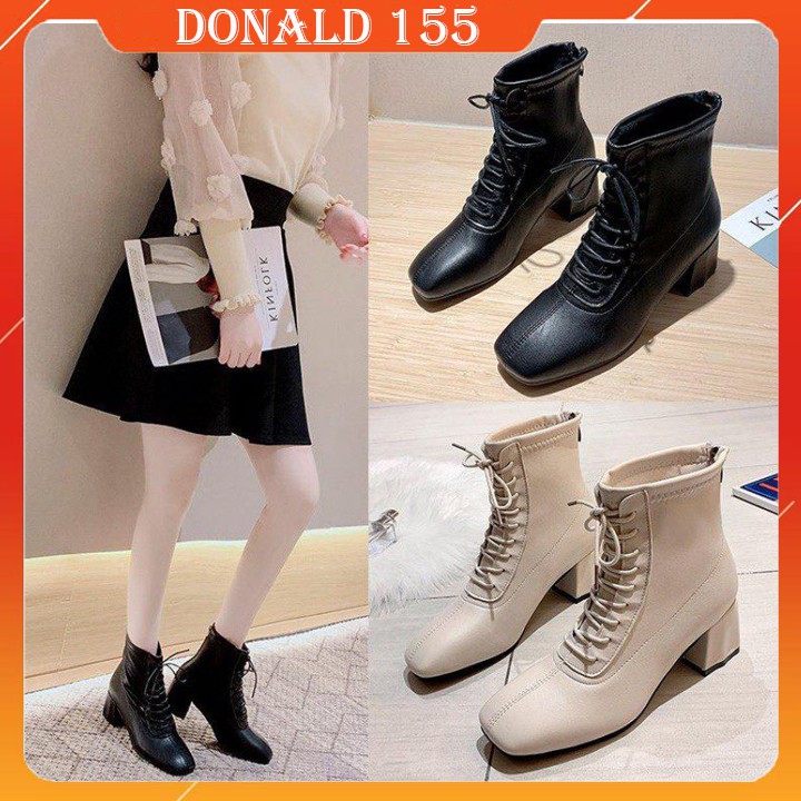 ❤️Bốt đông🌟BOOT DA LÌ BUỘC DÂY TRƯỚC KHOÁ SAU/GIÀY CAO GÓT🥰 | BigBuy360 - bigbuy360.vn