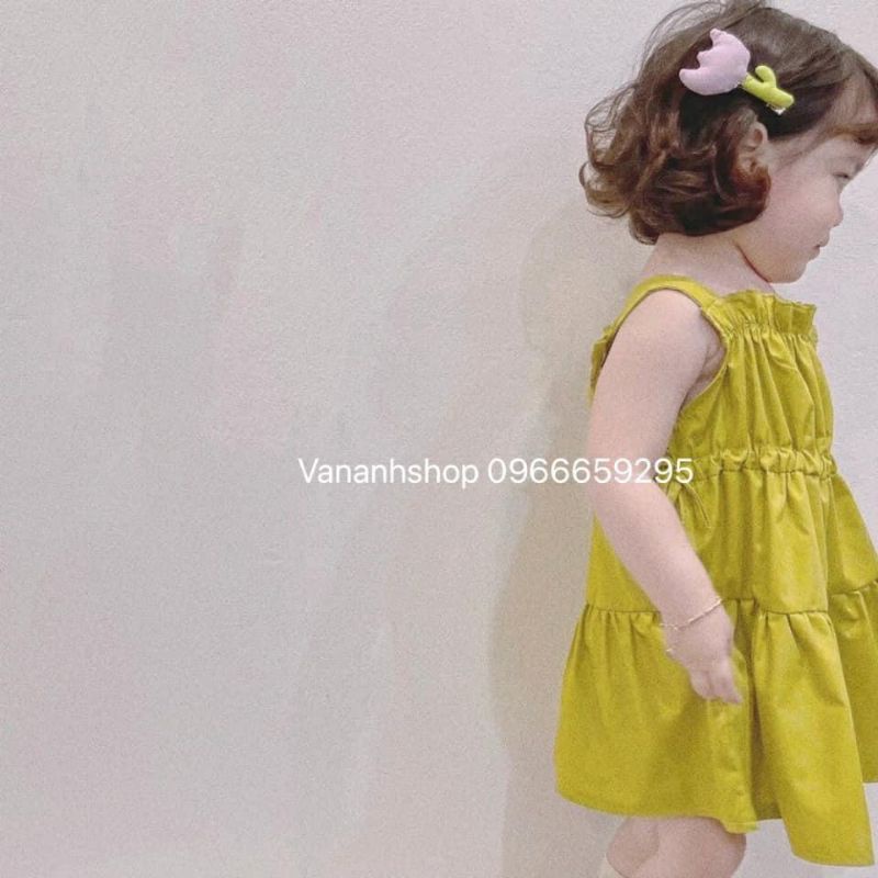 (15-30kg)Váy thô chun trơn màu xanh lá,tím cà cho bé gái