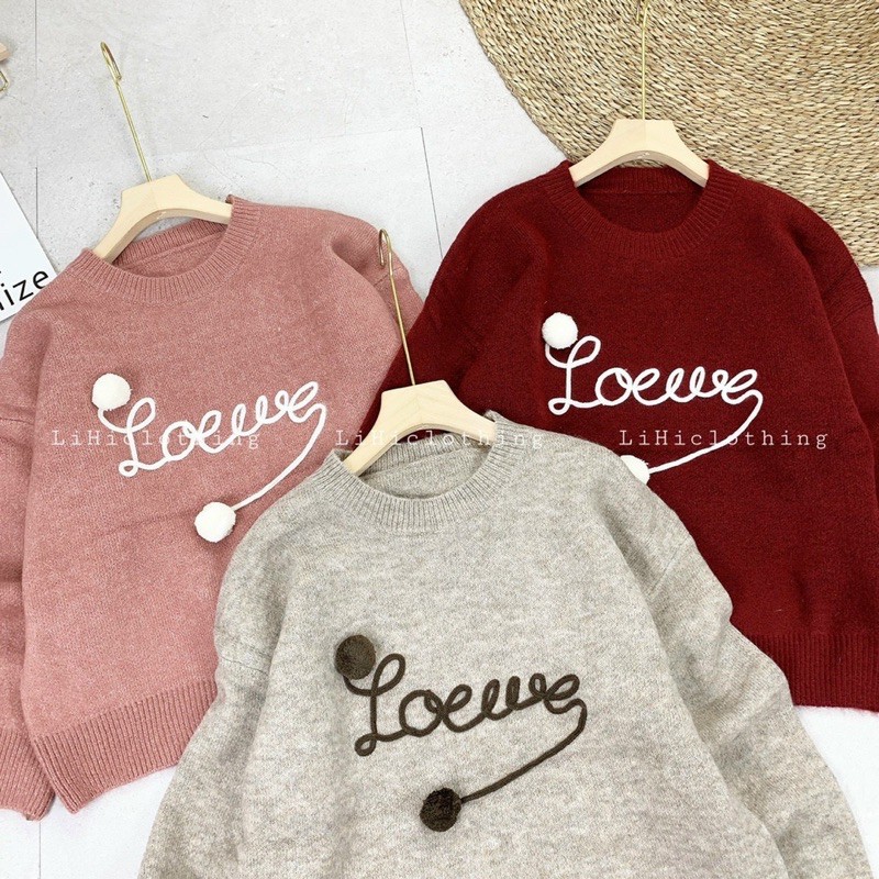 BÁN SỈ ÁO LEN CỤC BÔNG 3 MÀU HỒNG BE ĐỎ CHO NỮ
