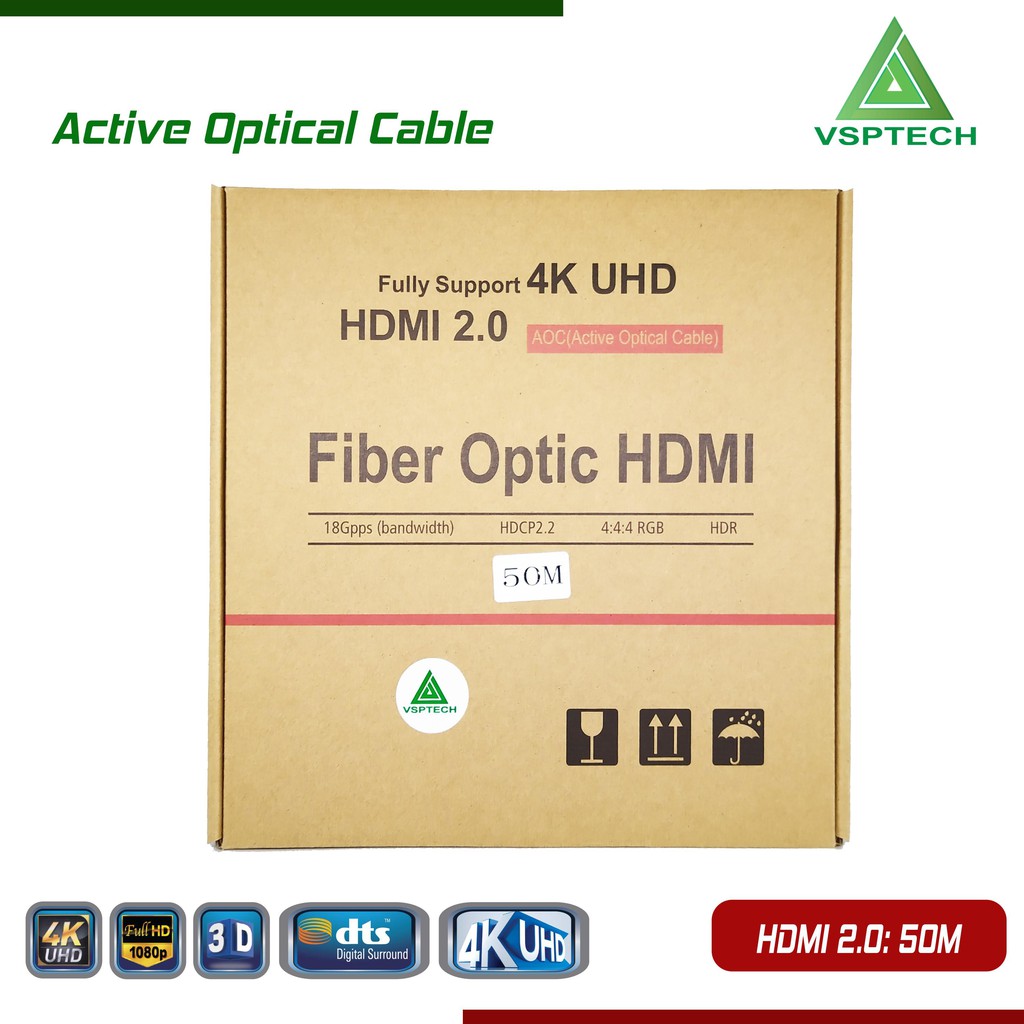 Cáp Active Opticail HDMI 2.0V SỢI QUANG HỖ TRỢ 4K/60HZ HDR( TỪ 30M ĐẾN 100M)