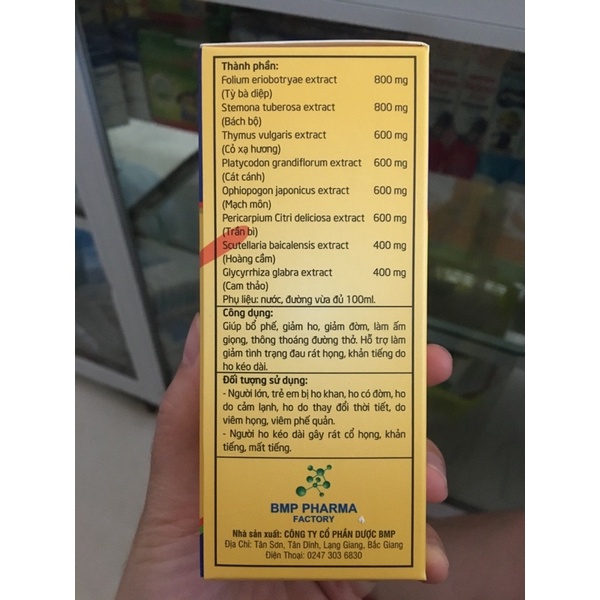 Siro Ho 1 way  giúp bổ phế, giảm ho