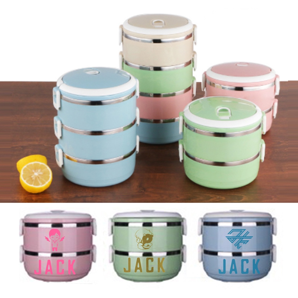 hộp cơm tròn jack 2 tầng HCT25 giữ nhiệt pastel j97 dễ thương cute hoạt hình
