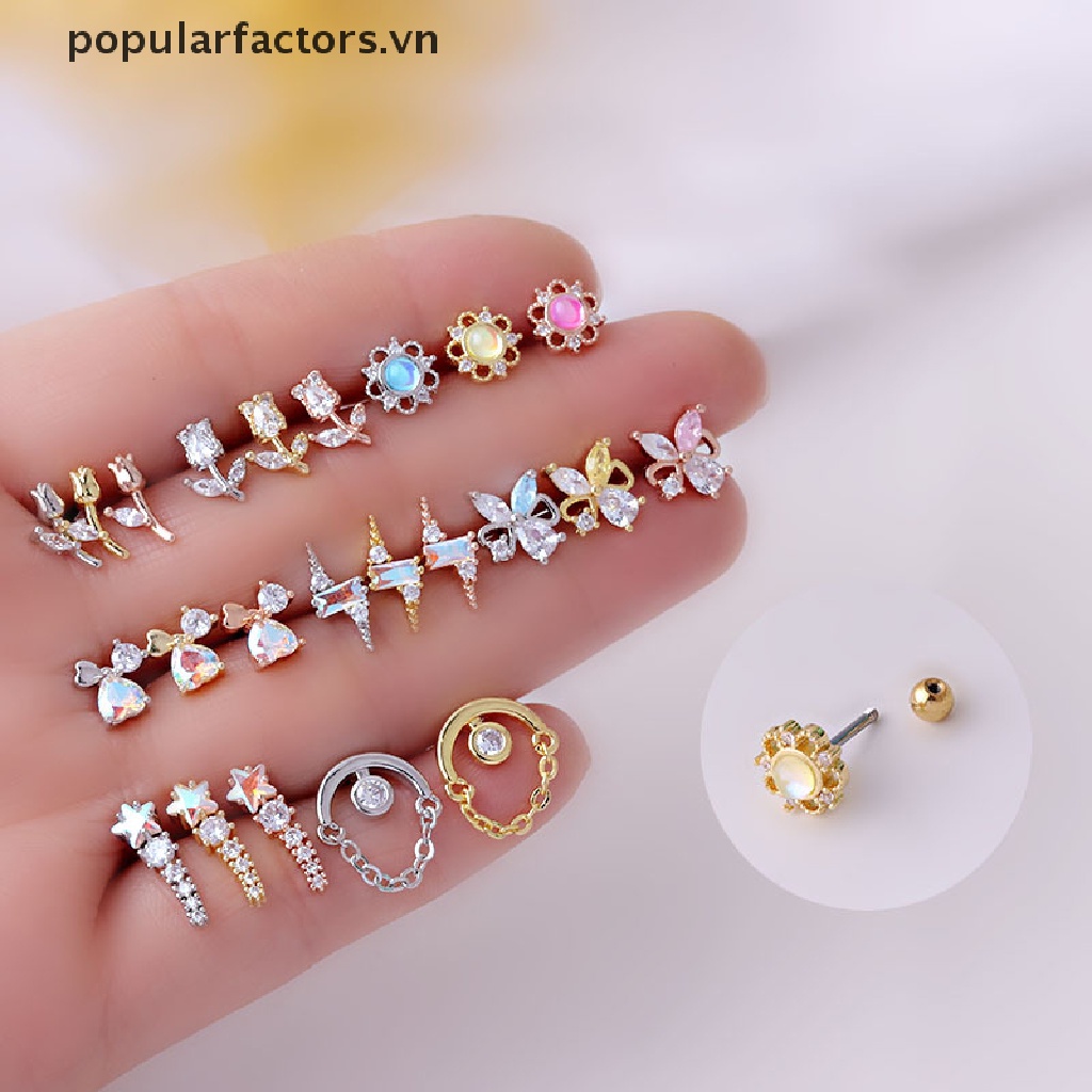 Bông tai dạng xỏ bằng thép không gỉ đáng yêu cá tính