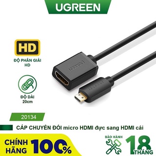 Cáp Micro HDMI to HDMI Female dài 20cm cho máy ảnh cao cấp Ugreen 20134 - Hàng chính hãng