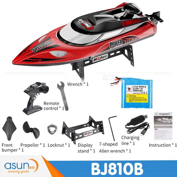 Tàu Cano Điều Khiển Từ Xa Tốc Độ Cao BJ810 RC sóng 2.4Ghz 30-35km 200m thay thế FT009