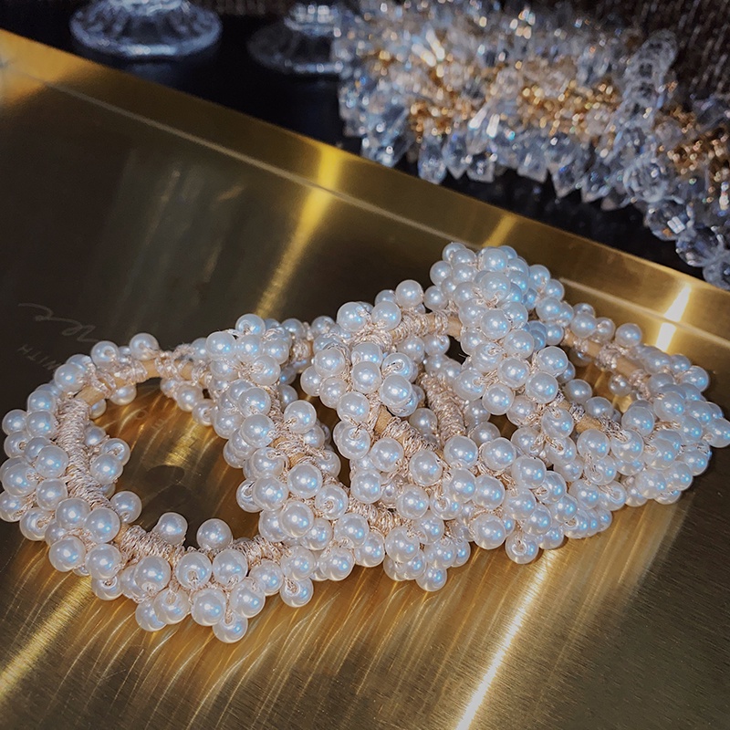 Dây buộc tóc cỡ lớn đính ngọc trai nhân tạo xinh xắn