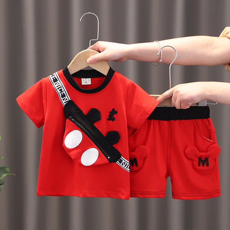 Set áo thun tay ngắn &amp; quần short in hình chuột mickey cho bé trai 1-5 tuổi