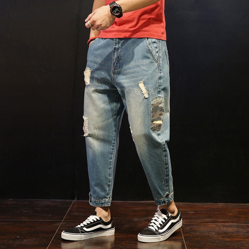 Quần Jeans Lửng Rách Gối Thời Trang Dành Cho Nam
