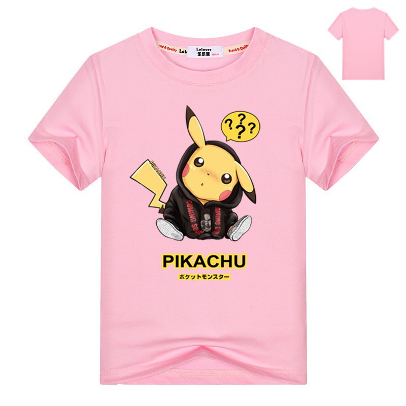 Áo thun tay ngắn in hình Pikachu hoạt hình thời trang hè 2019 cho bé trai